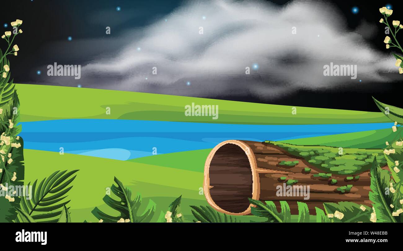 Outdoor night nature scene illustration Stock Vector Image & Art - Alamy