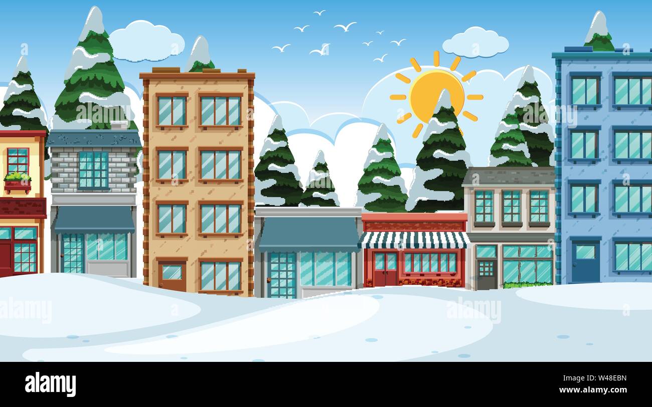 Street scene with buildings illustration Stock Vector Image & Art - Alamy