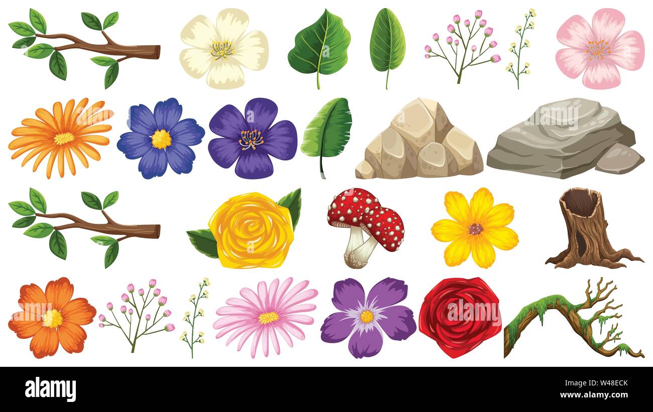 Set of different nature objects illustration Stock Vector Image & Art