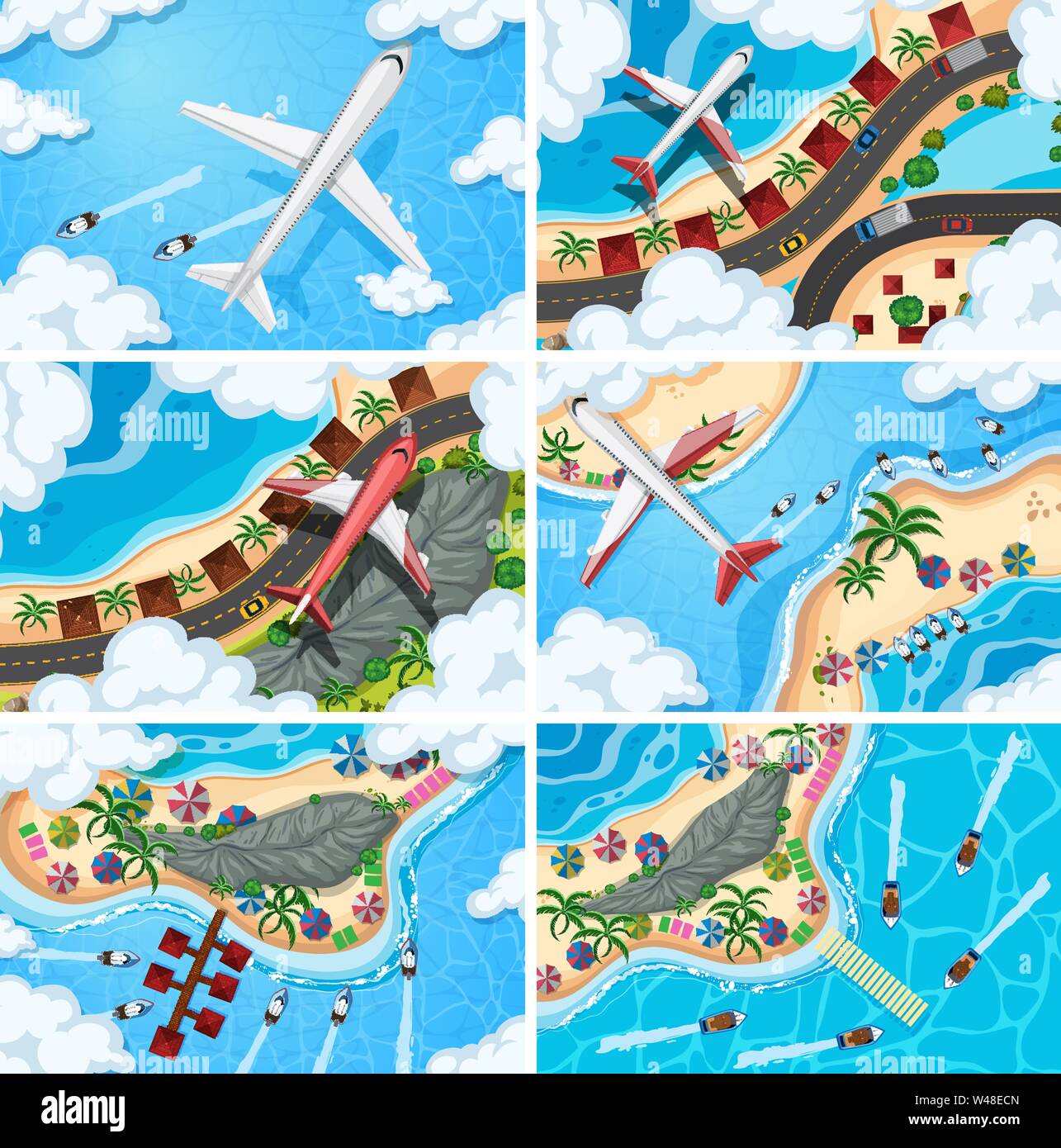 Set of aerial view scenes illustration Stock Vector Image & Art - Alamy