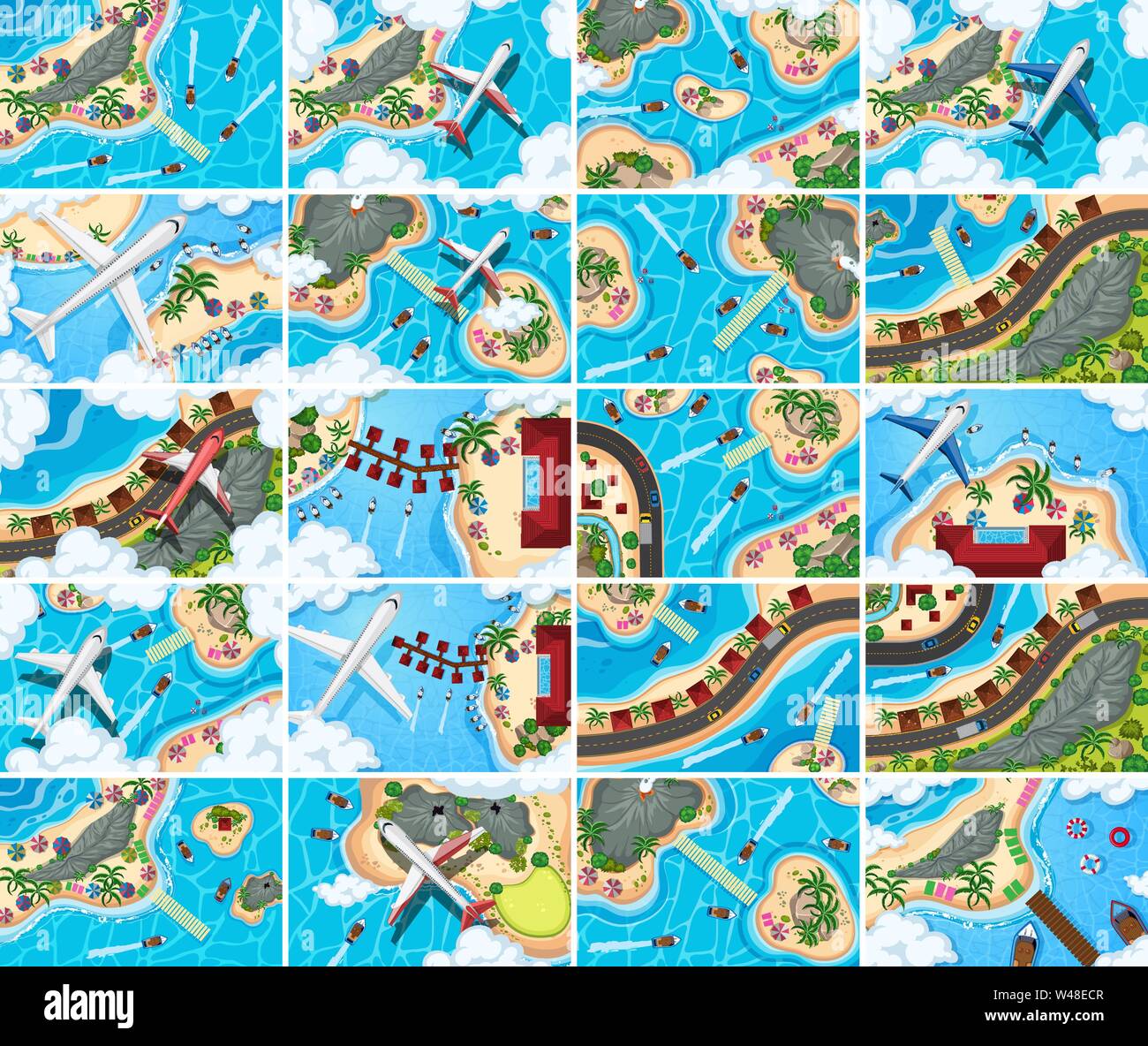 Set of aerial view scenes illustration Stock Vector Image & Art - Alamy
