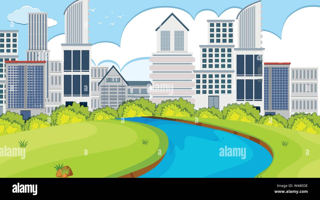 Park in city scene illustration Stock Vector Image & Art - Alamy