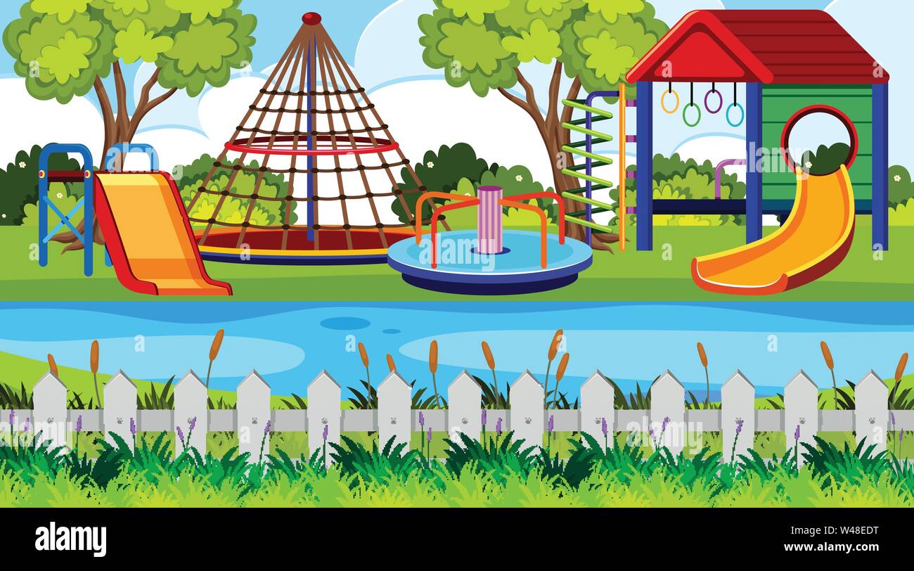 Playground in park scene illustration Stock Vector Image & Art - Alamy