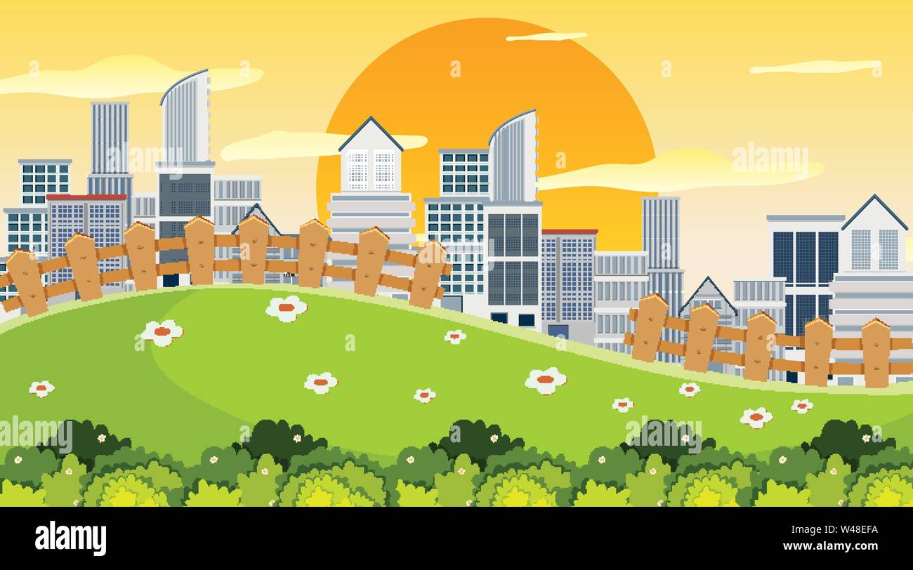 City in park scene illustration Stock Vector Image & Art - Alamy