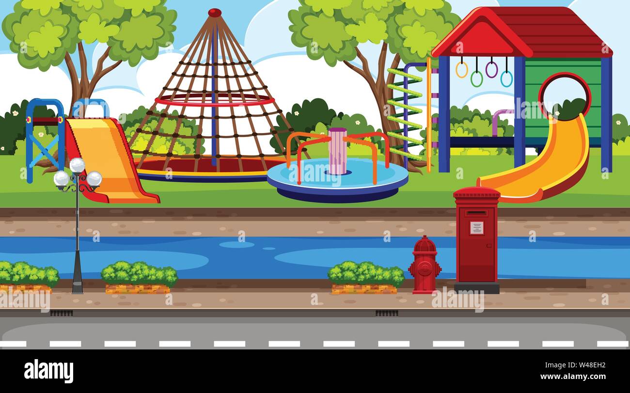 Outdoor playground background scene illustration Stock Vector Image & Art -  Alamy