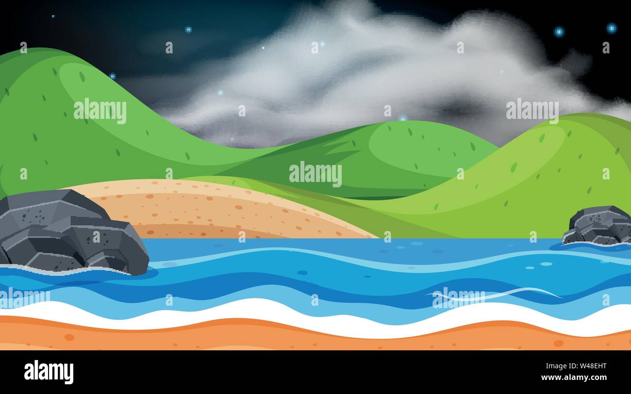 Outdoor nature beach scene illustration Stock Vector Image & Art - Alamy
