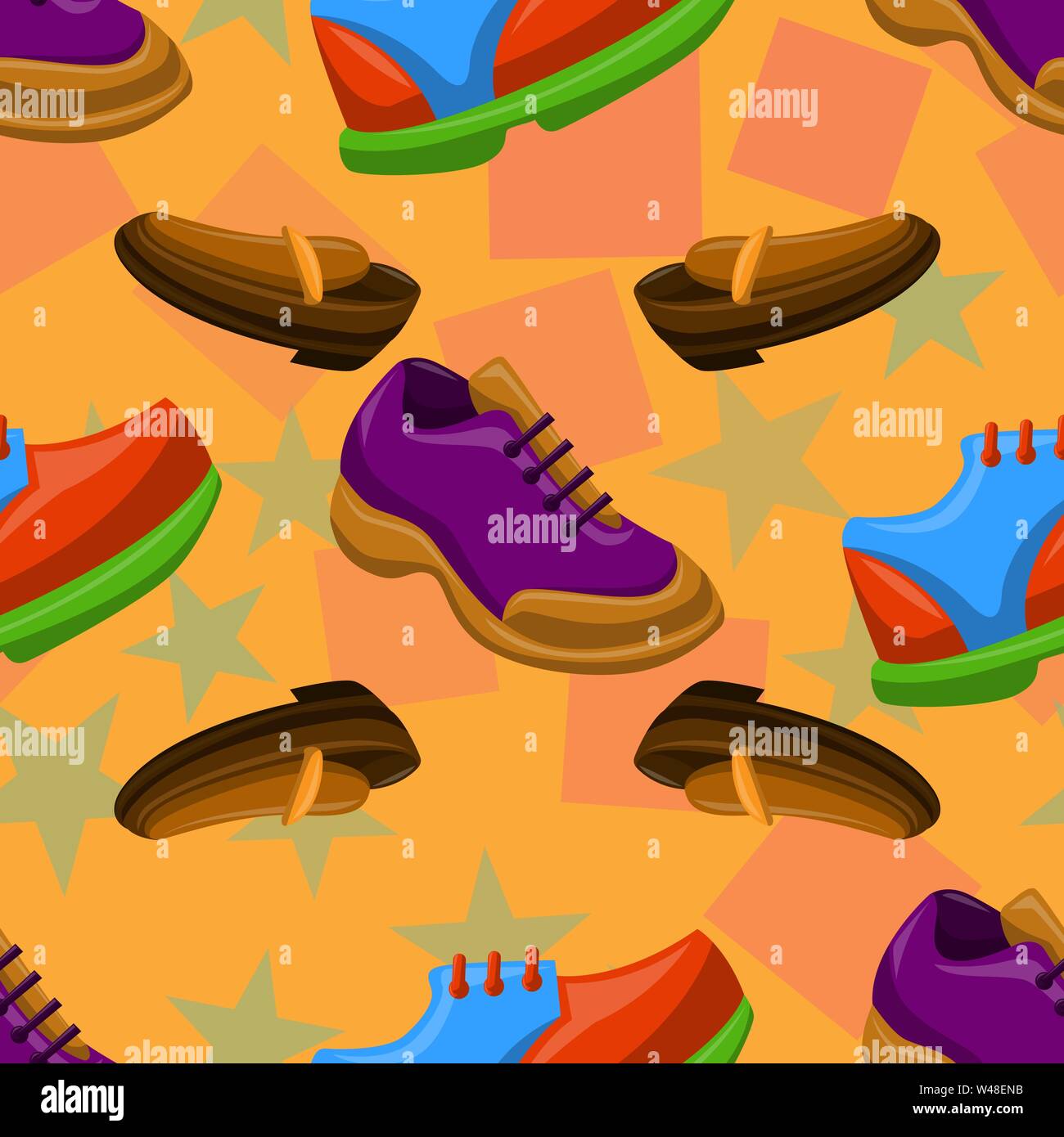 Shoes Flat Color Background Seamless Pattern Stock Vector Image & Art ...