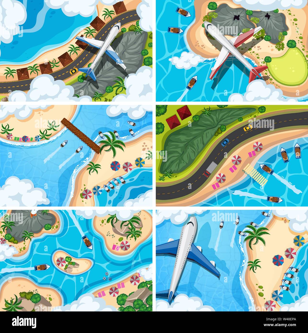 Set of aerial view scenes illustration Stock Vector Image & Art - Alamy