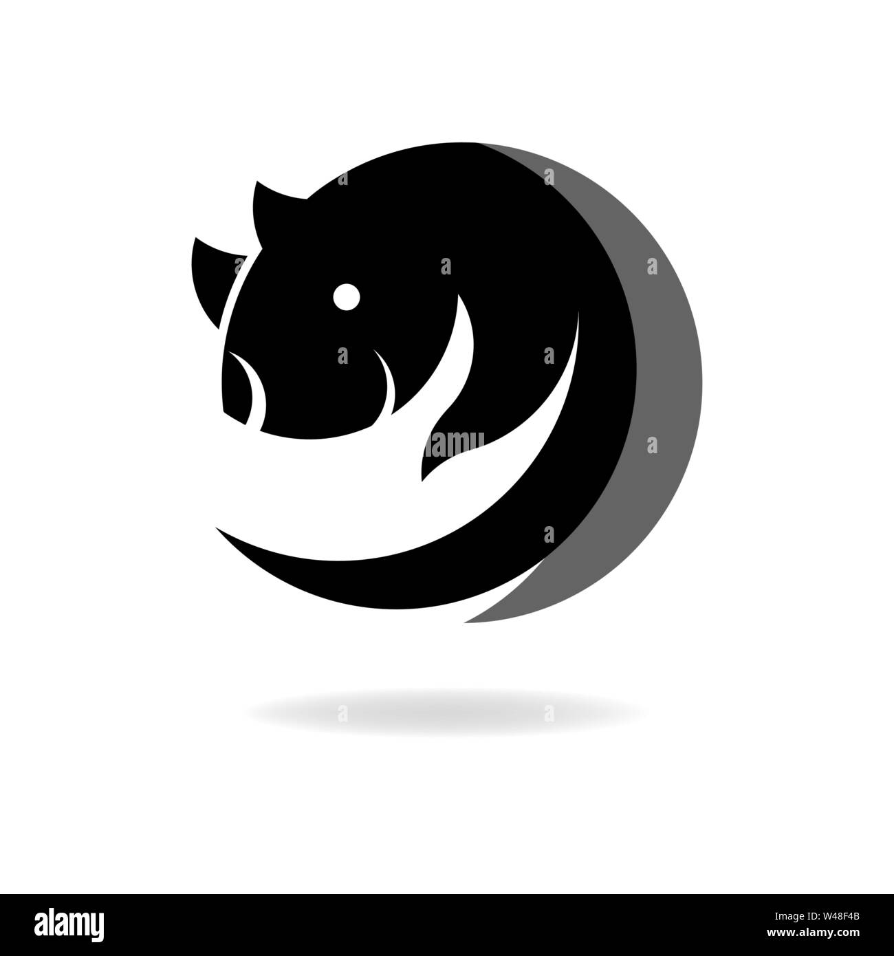 Simple shape of rat, icon or logo for web, mouse design with shadow on white background. vector illustration. Stock Vector