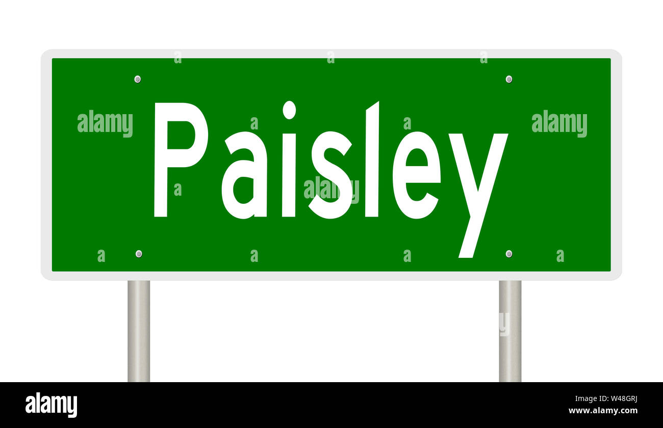 Rendering of a green highway sign for Paisley Oregon Stock Photo Alamy