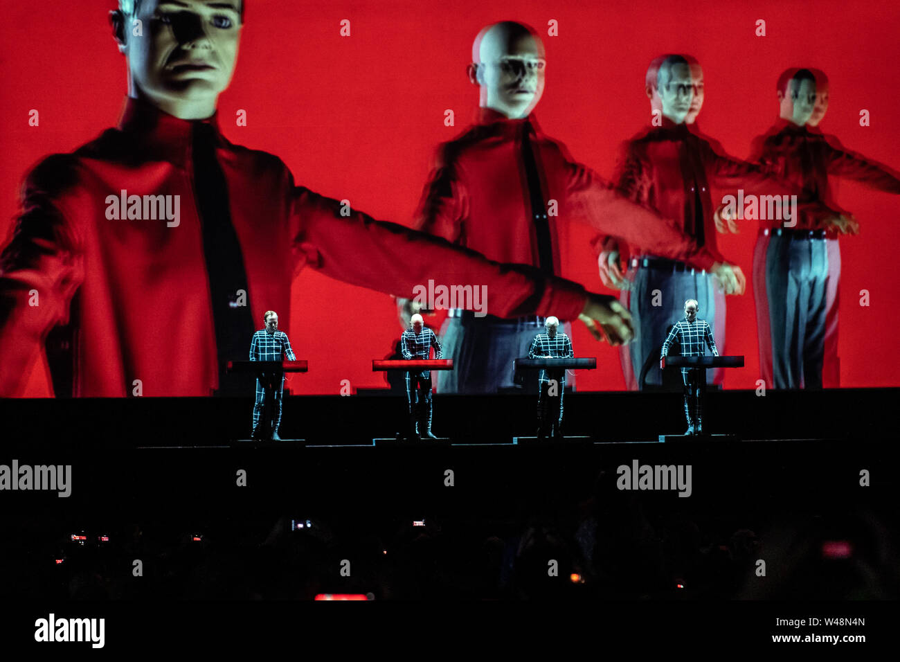July 20, 2019 - German electronic pioneers Kraftwerk Perfoming at the Bluedot Science. and music festival , Jodrell bank, Cheshire UK (Credit Image: © Andy Von Pip/ZUMA Wire) Stock Photo