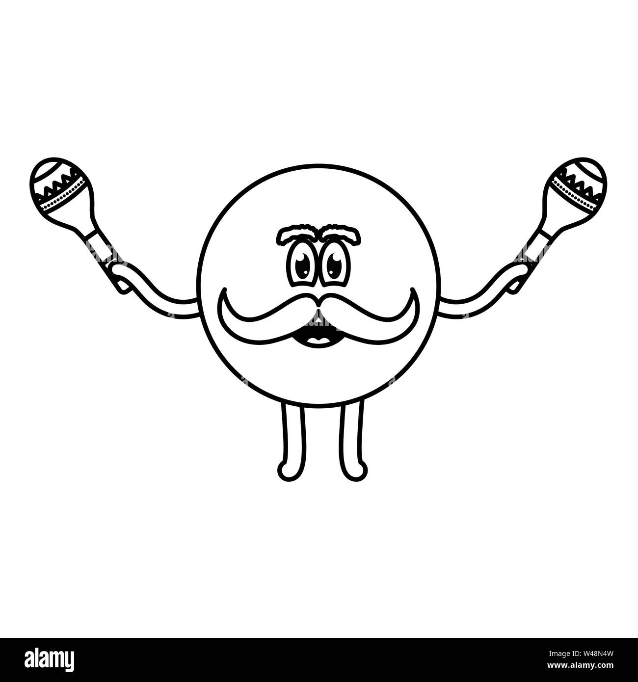 mexican emoji with maracas character vector illustration design Stock