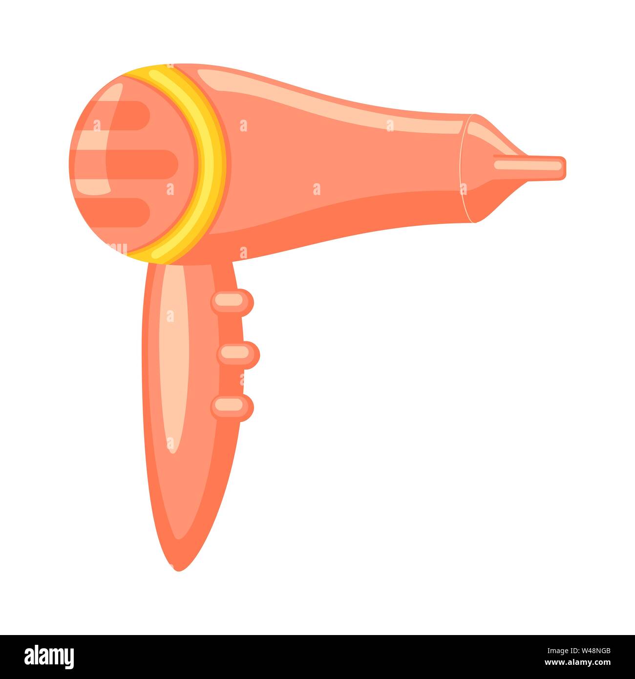 Cartoon pink hairdryer with concentrator nozzle Stock Vector