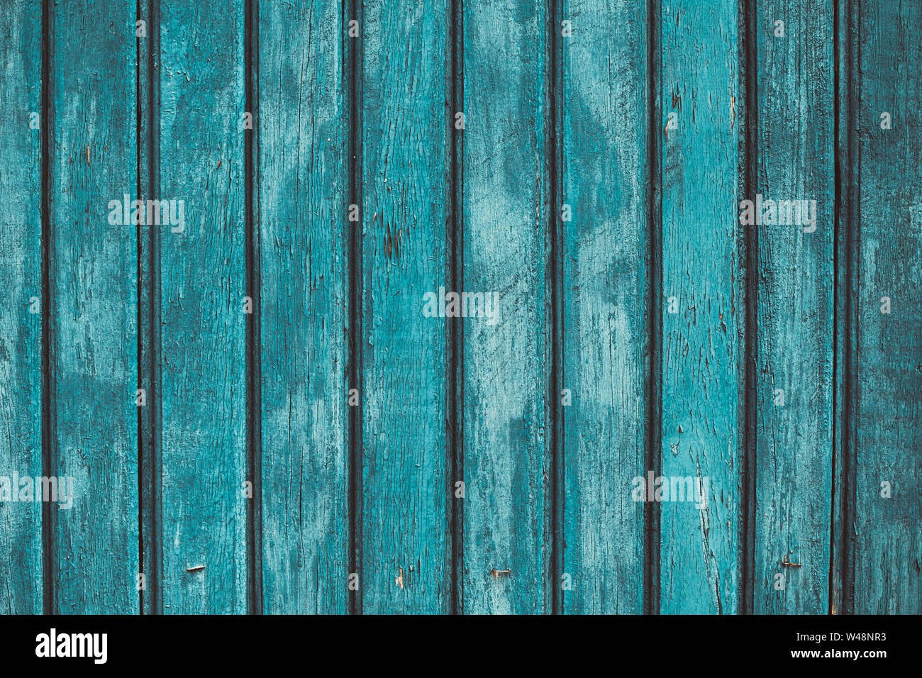 Shabby striped wooden fence. Dark green and blue surface of hardwood