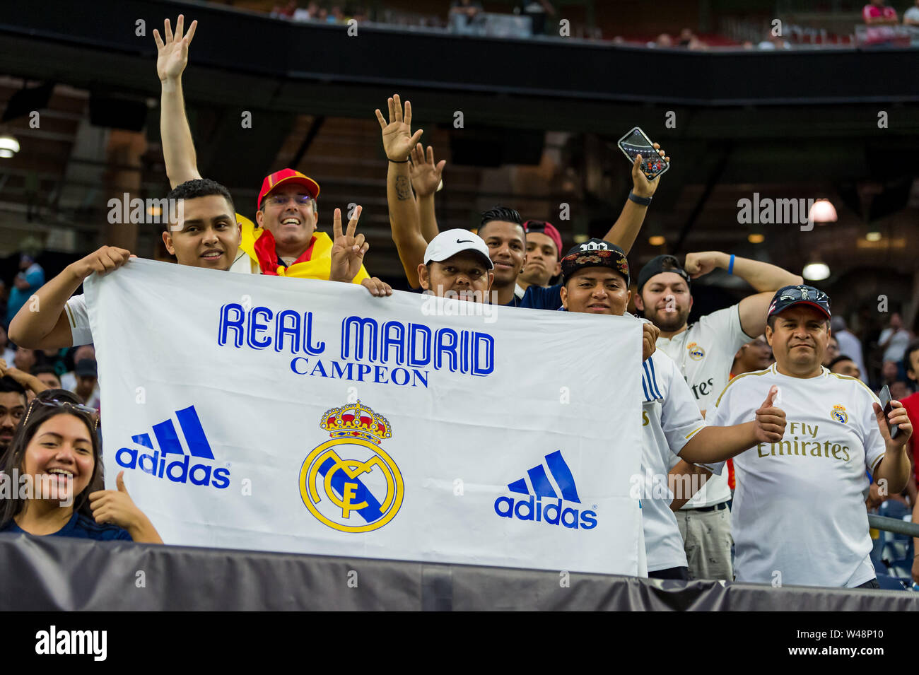 July 20, 2019: Real Madrid fans prior to the International Champions Cup  match between Real Madrid and Bayern Munich FC at NRG Stadium in Houston,  Texas The score at the half is