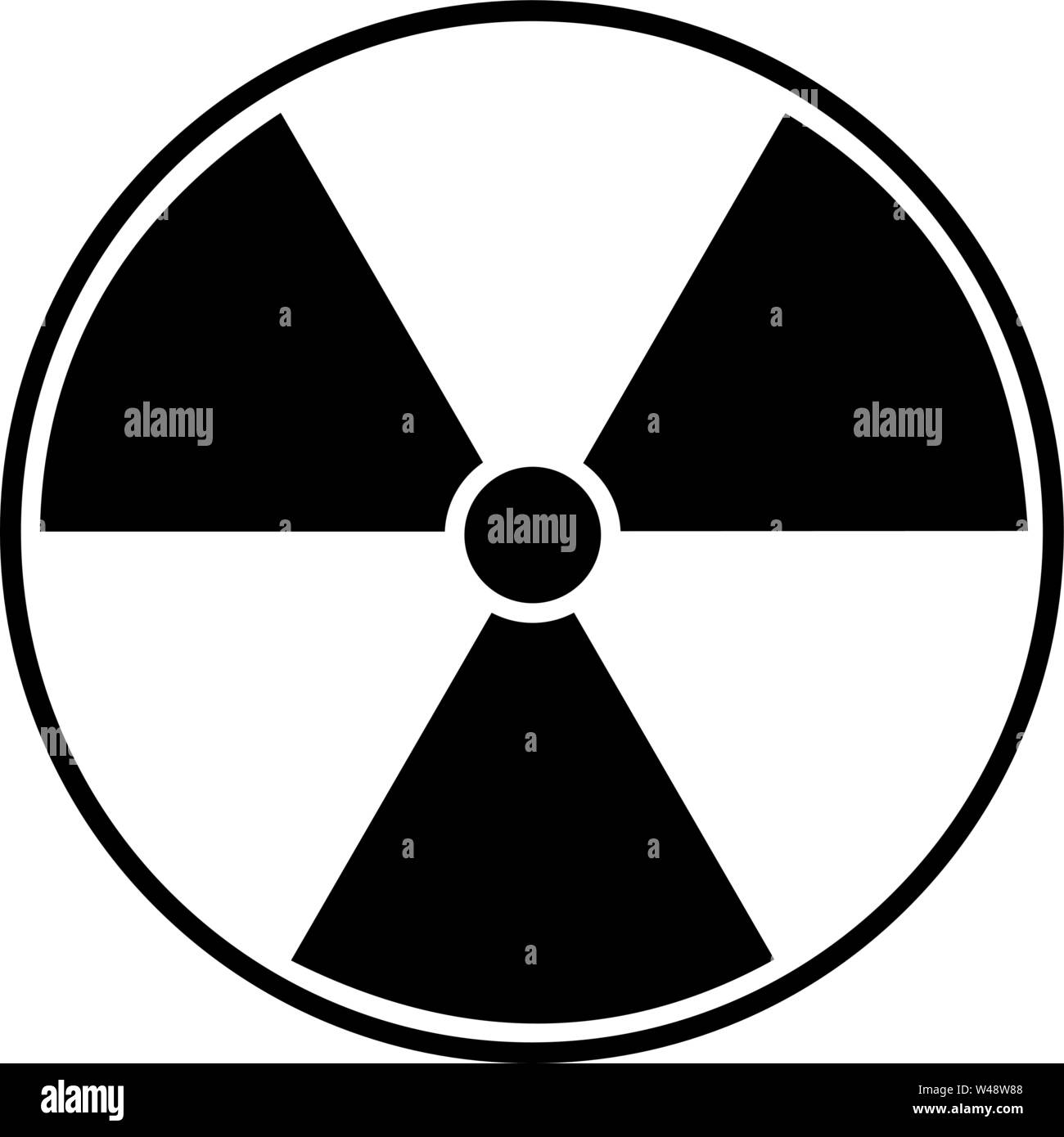 Vector illustration of black radioactive hazard warning sign on white background Stock Vector