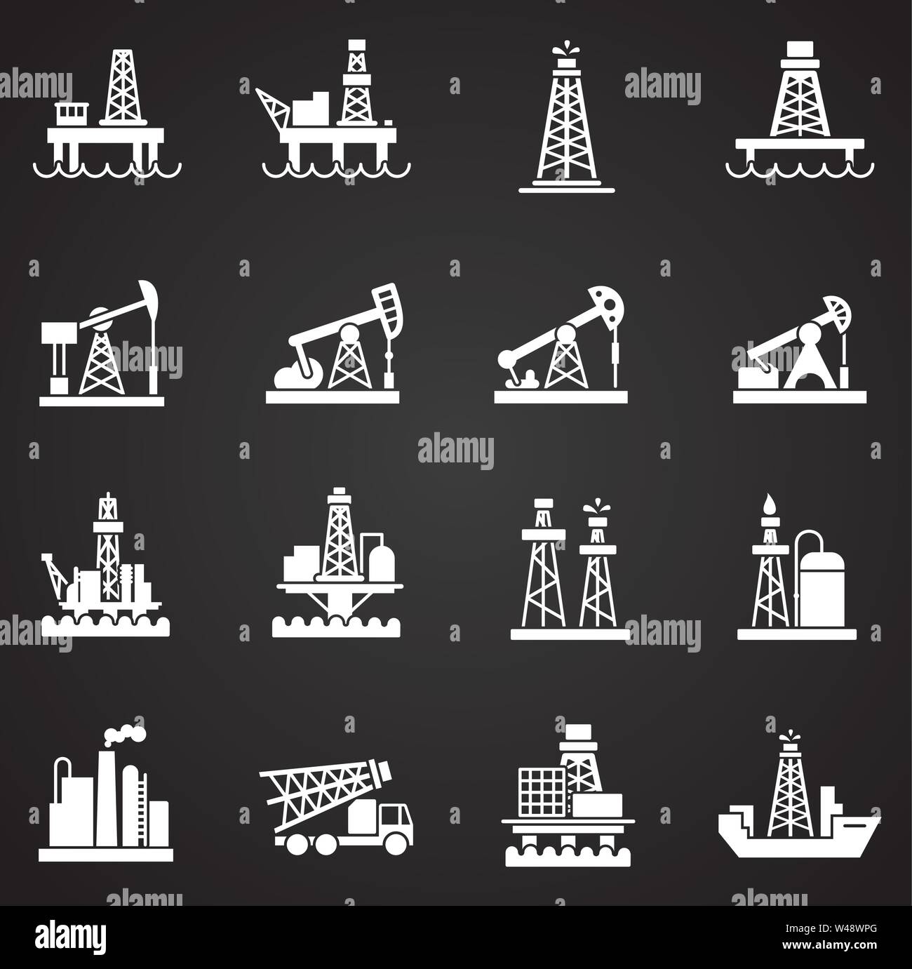 Oil rig related icons set on background for graphic and web design ...