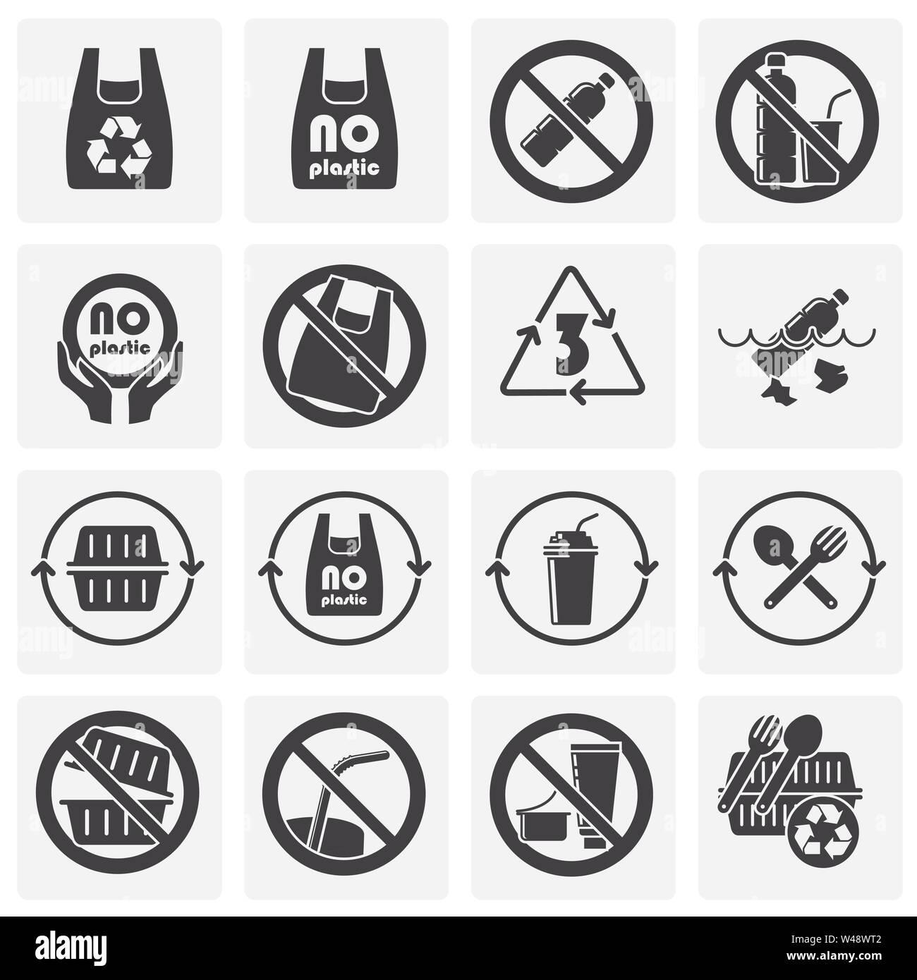Plastic related icons set on background for graphic and web design ...