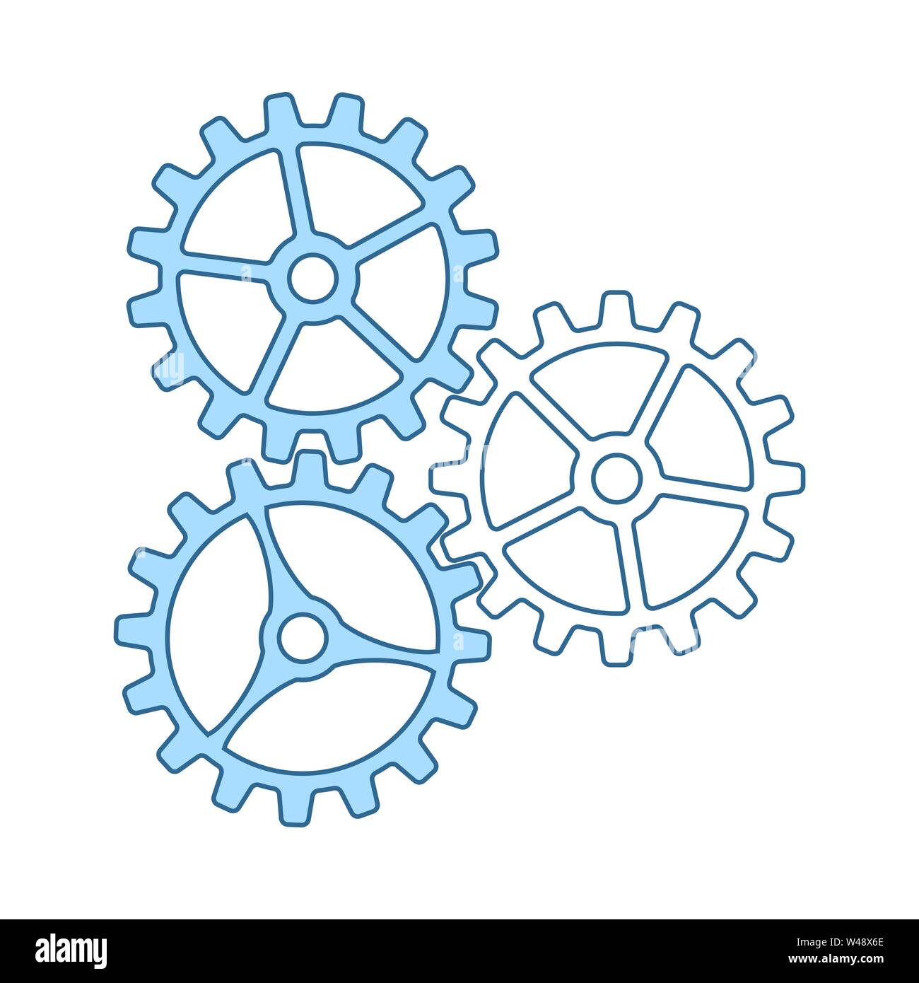 Gear Icon. Thin Line With Blue Fill Design. Vector Illustration Stock ...