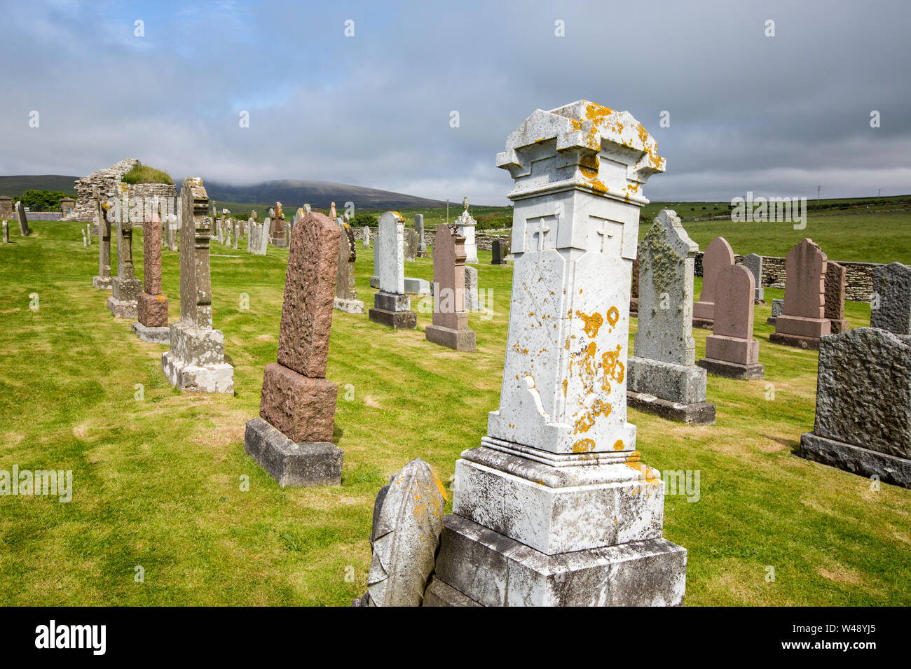 The cemetary at Orphir, Orkney, Scotland, UK. Stock Photo