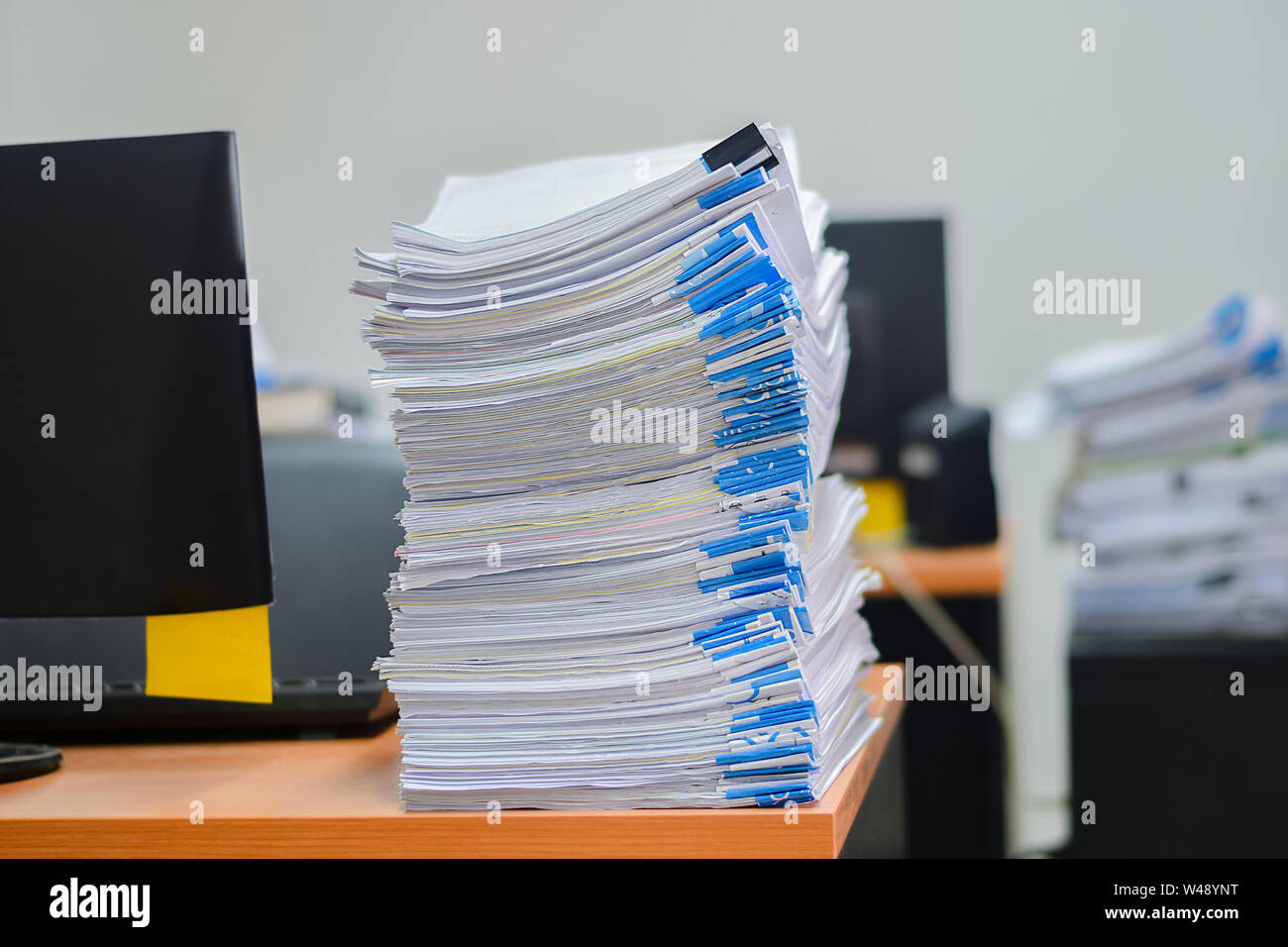 Pile Of Paper Documents In The Office Stock Photo - Download Image