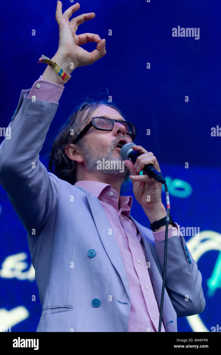 Jarvis Cocker performs at Bluedot Saturday night.(20th July 2019)Taking place between 18-21 July at Jodrell Bank, Cheshire UK. Stock Photo