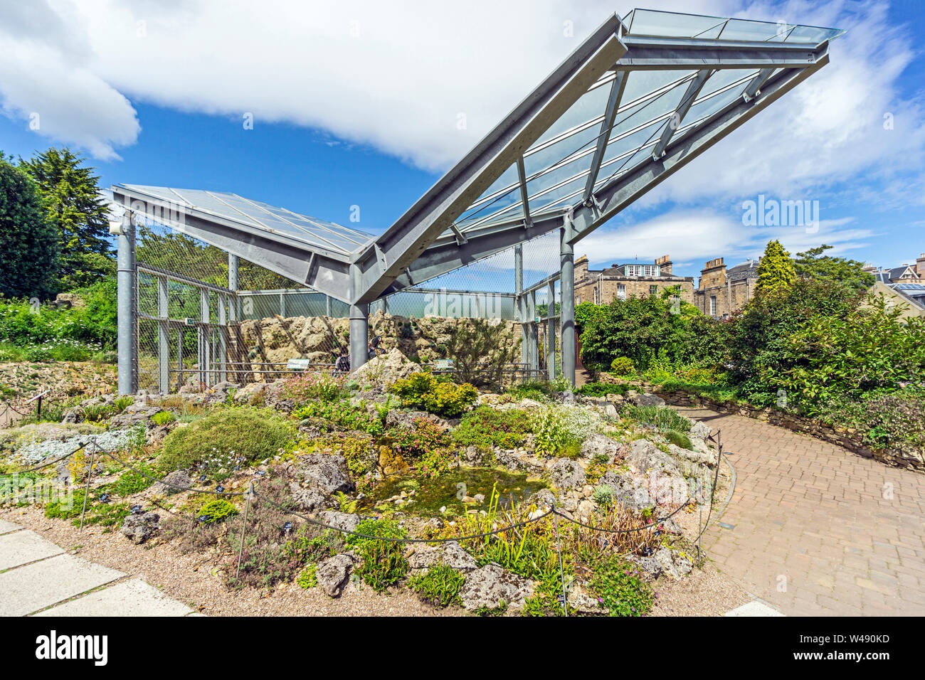 New Alpine house beside Rock garden at Royal Botanic Garden Edinburgh Scotland UK Stock Photo