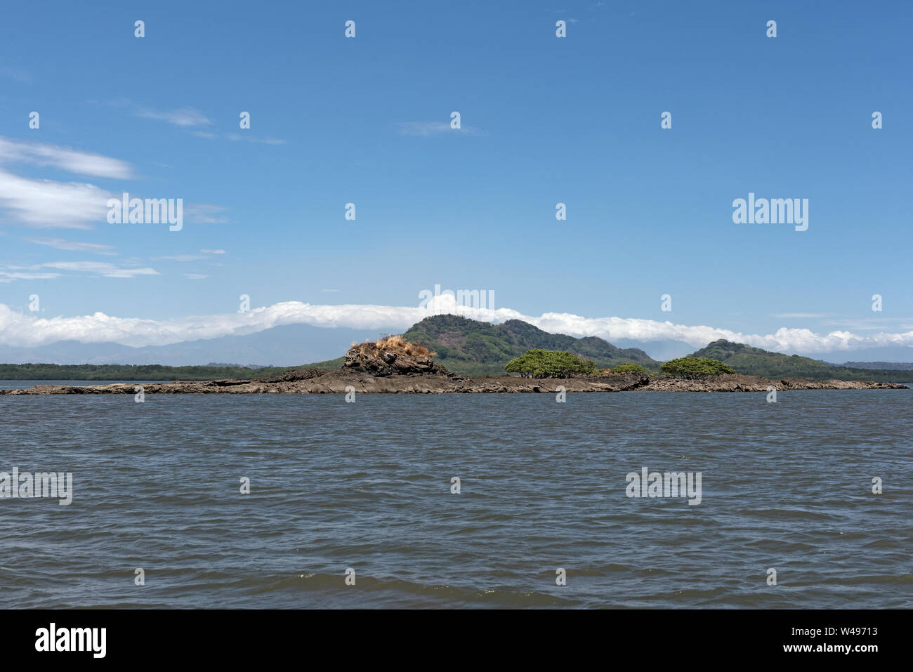 Islands in the Bahia de los Muertos the estuary of the Rio Platanal Panama Stock Photo