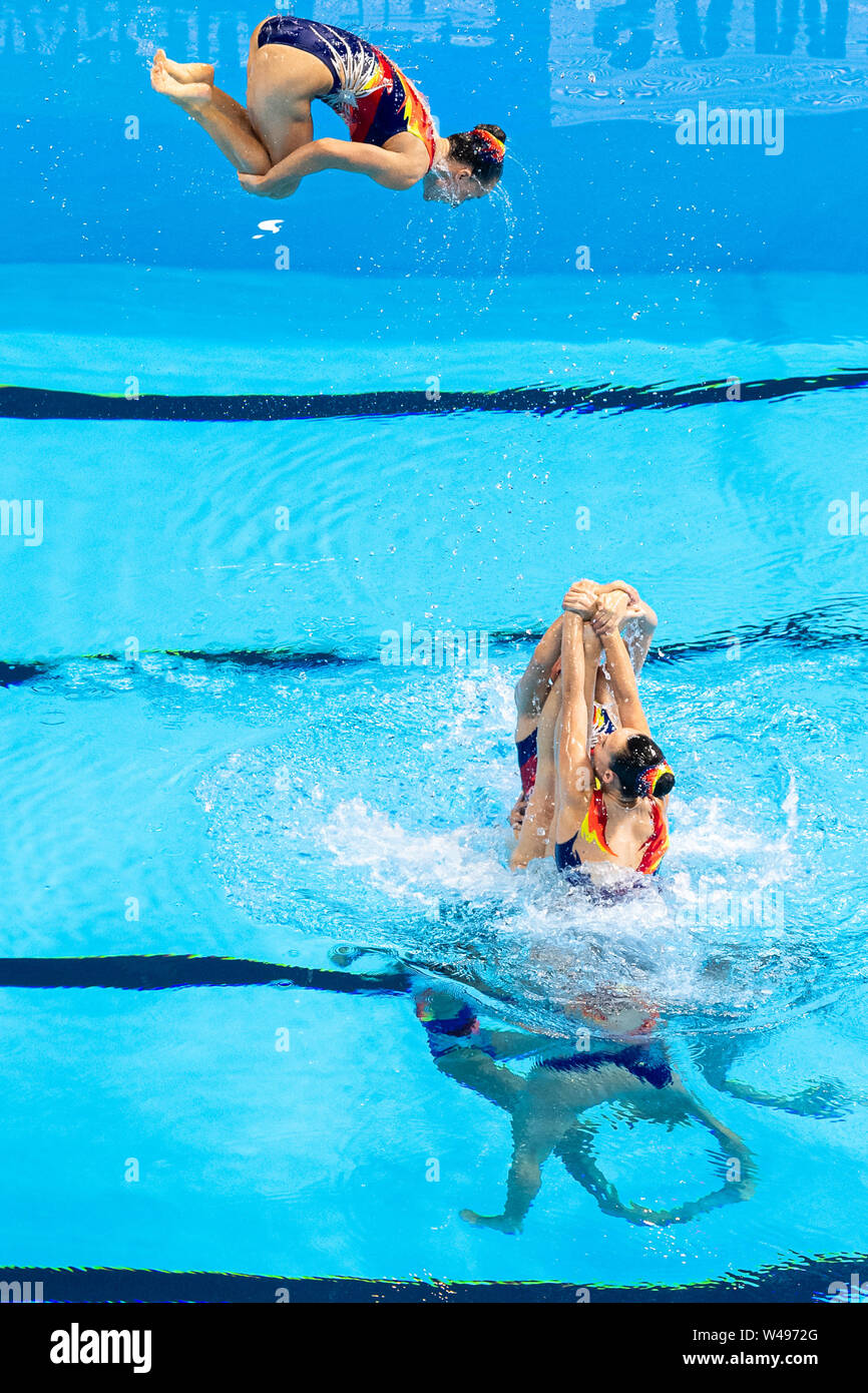 14 july 2019 Gwangju, South Korea 18th FINA World Aquatics Championships  BLECHER Eden, BOBRITSKY Shelly, CHALEMSKY Elina, LITMAN Gal, NAHSHONOV Nikol, NASSEE Ariel, OSTROVSKY Tali, POLKA Yael ISR ISRAEL Gwangju South Korea 14/07/2019 Artistic Swimming Team Technical Preliminaries 18th FINA World Aquatics Championships Yeomju Gymnasium Stock Photo