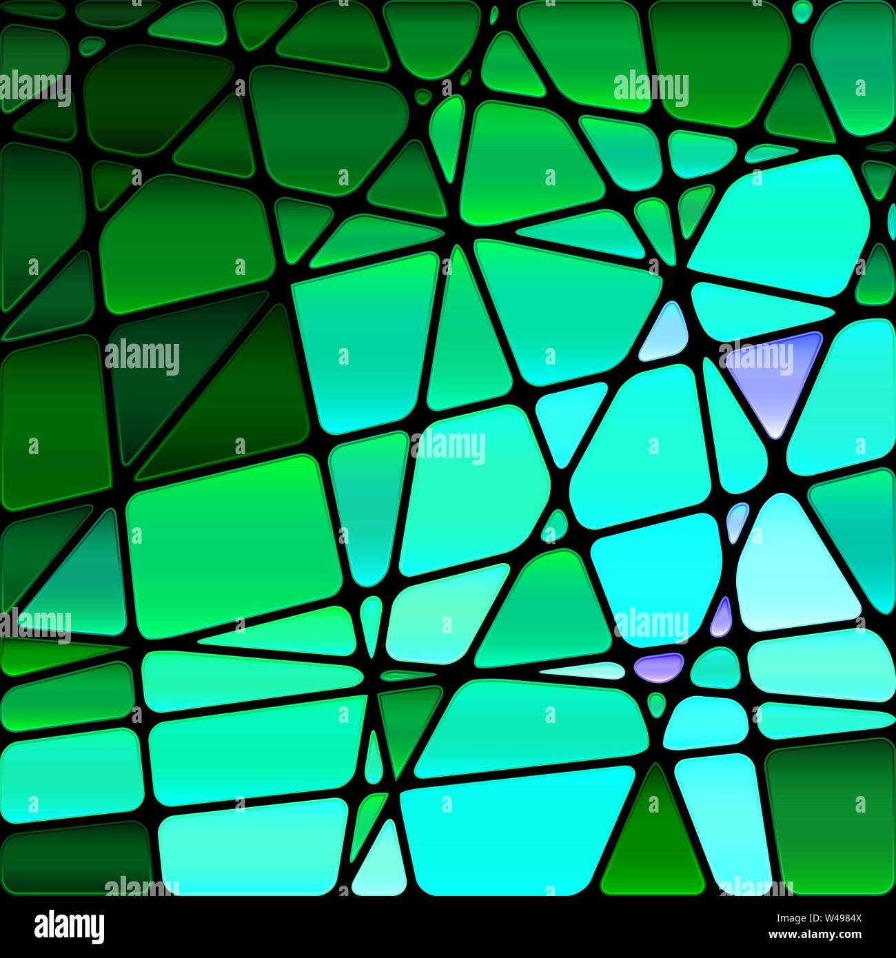 abstract vector stained-glass mosaic background - green and blue Stock ...