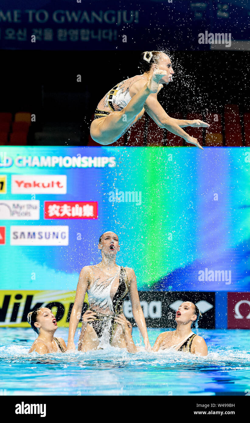 15 july 2019 Gwangju, South Korea 18th FINA World Aquatics Championships  Israel ISR BLECHER Eden BOBRITSKY Shelly CHALEMSKY Elina DORF Maya GREEN Emili LITMAN Gal NAHSHONOV Nikol NASSEE Ariel OSTROVSKY Tali POLKA Yael Gwangju South Korea 15/07/2019 Artistic Swimming Highlights Final 18th FINA World Aquatics Championships Yeomju Gymnasium Stock Photo