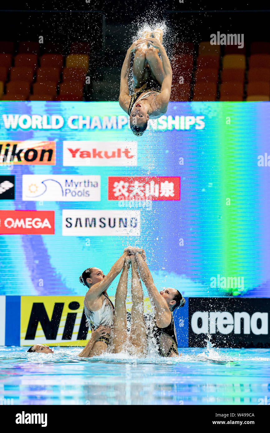 15 july 2019 Gwangju, South Korea 18th FINA World Aquatics Championships  Israel ISR BLECHER Eden BOBRITSKY Shelly CHALEMSKY Elina DORF Maya GREEN Emili LITMAN Gal NAHSHONOV Nikol NASSEE Ariel OSTROVSKY Tali POLKA Yael Gwangju South Korea 15/07/2019 Artistic Swimming Highlights Final 18th FINA World Aquatics Championships Yeomju Gymnasium Stock Photo