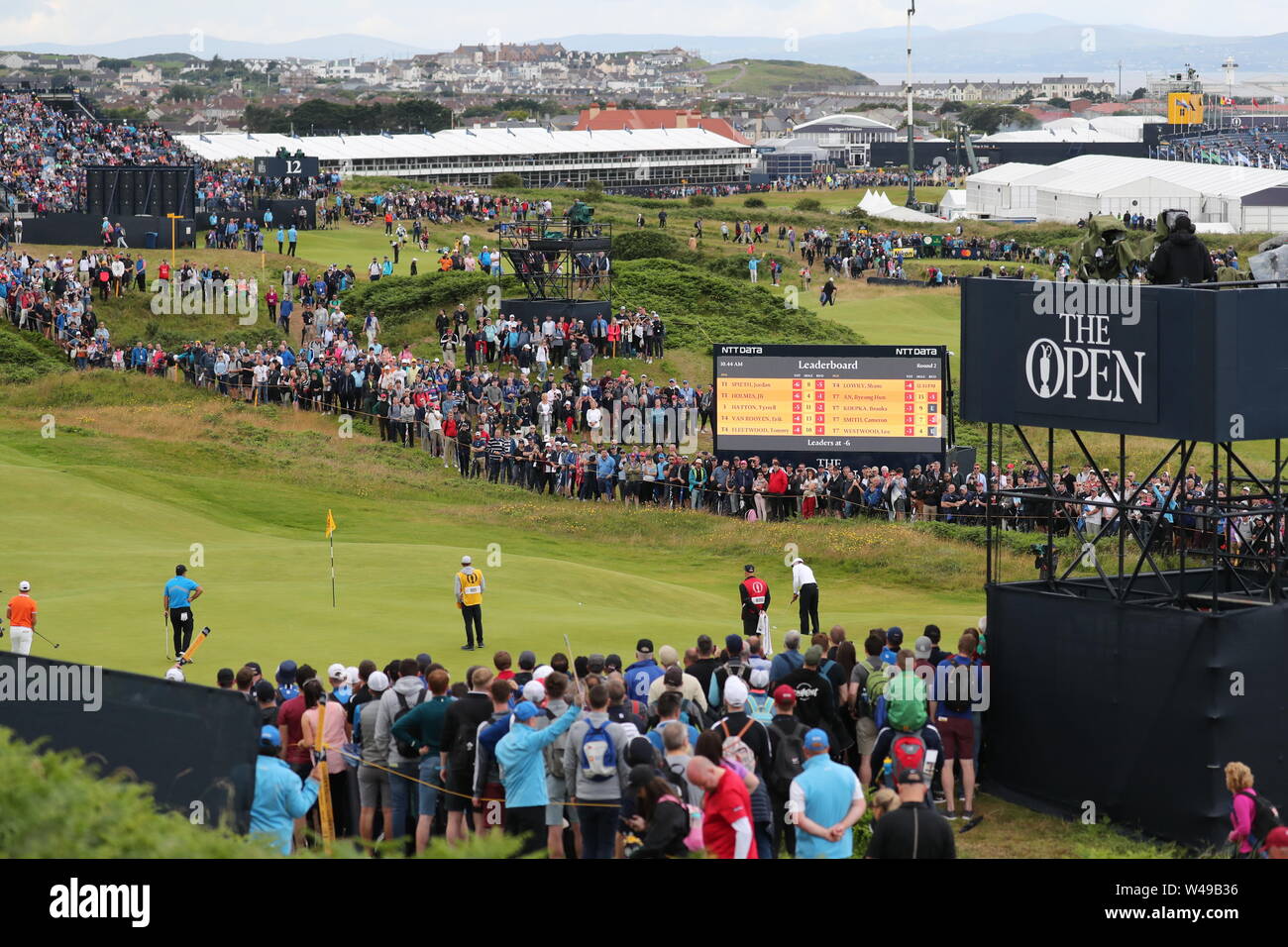 General view of the 1st hole during the second round of the 148th British Open Championship at