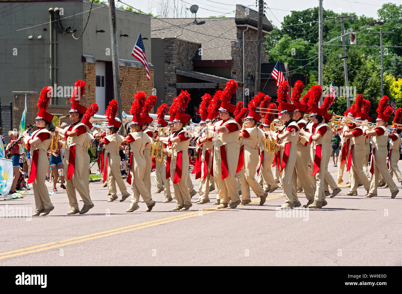 Mendota, Minnesota/USA July 13, 2019 The Sibley High School Marching