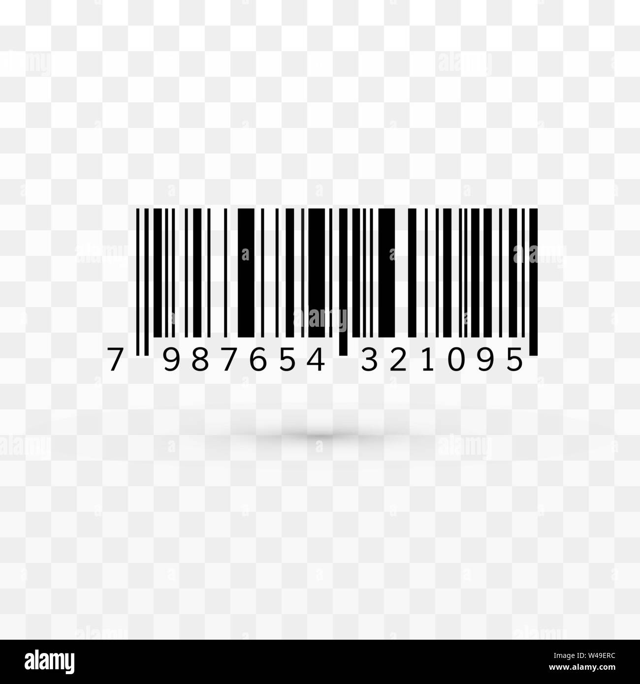 Unique realistic bar code. Striped identification information about product. Vector illustration isolated on transparent background Stock Vector