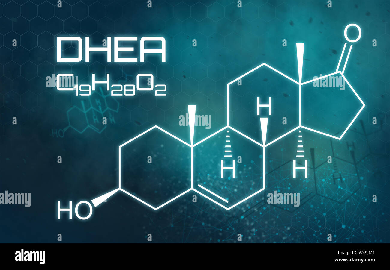 Chemical formula of DHEA on a futuristic background Stock Photo Alamy