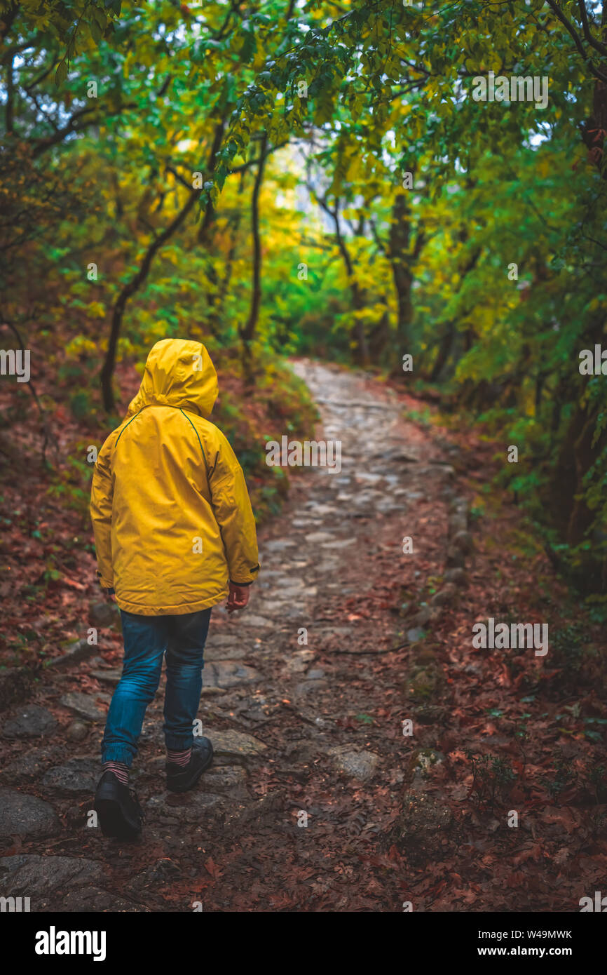 yellow walking jacket
