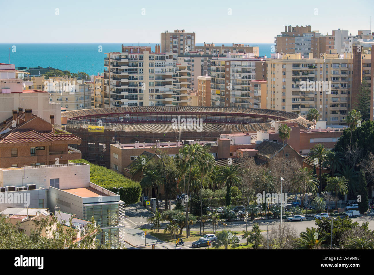 A view of the bullring in Malaga Spain Stock Photo