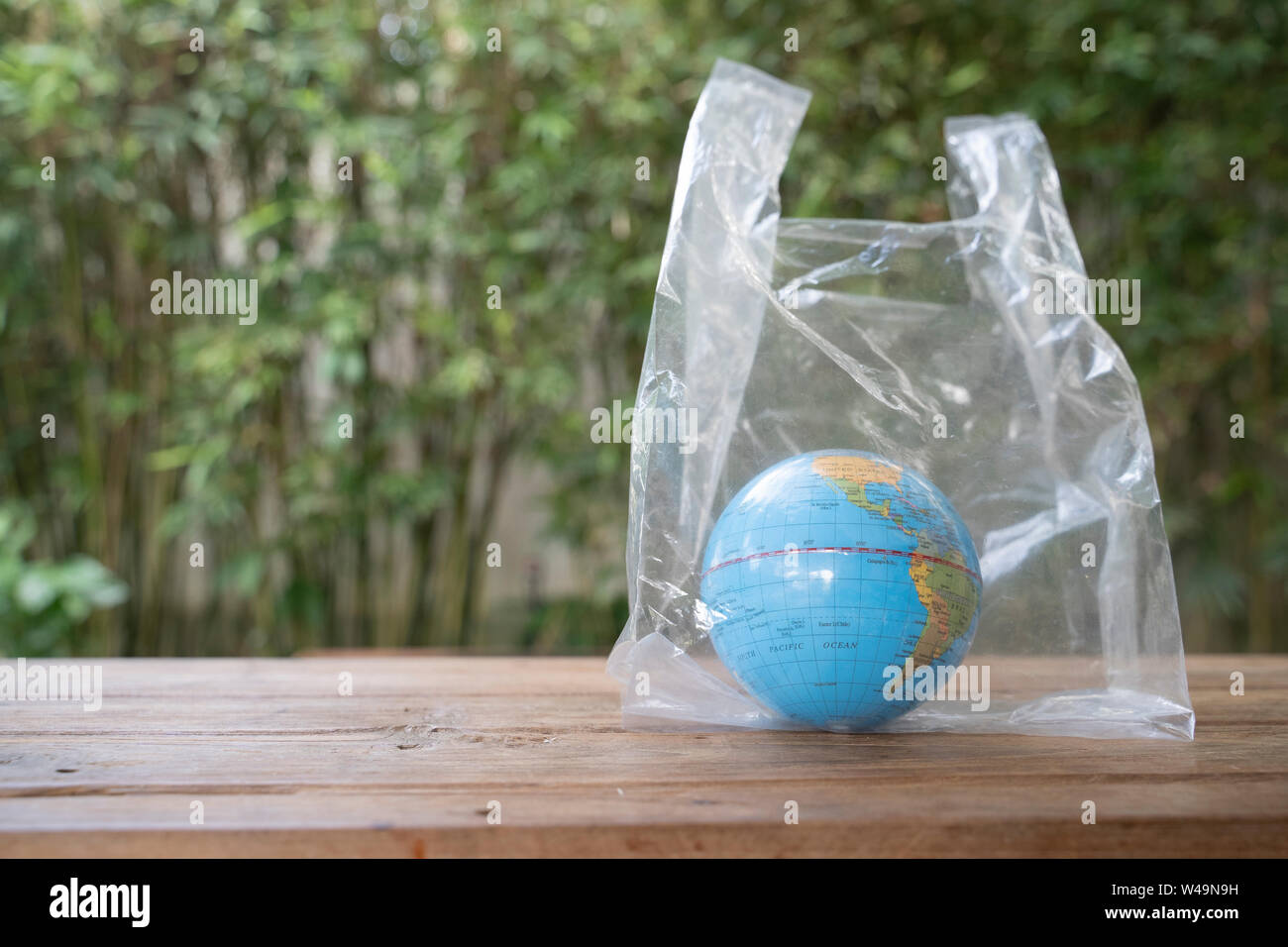 Globe in plastic bag. Stock Photo