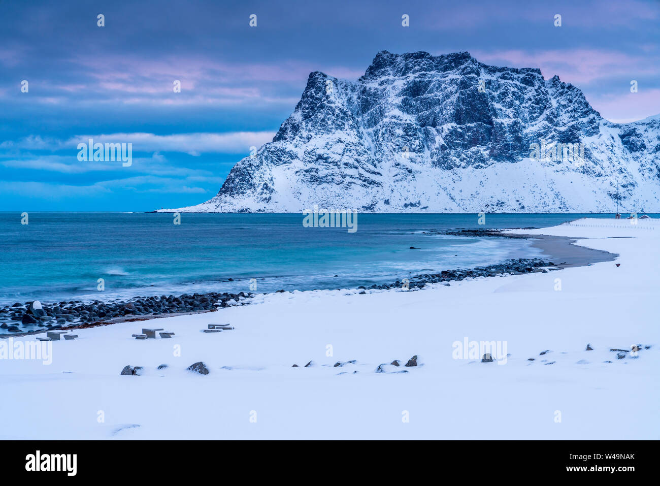 Uttakleiv Beach, Lofoten, Nordland, Norway, Europe Stock Photo