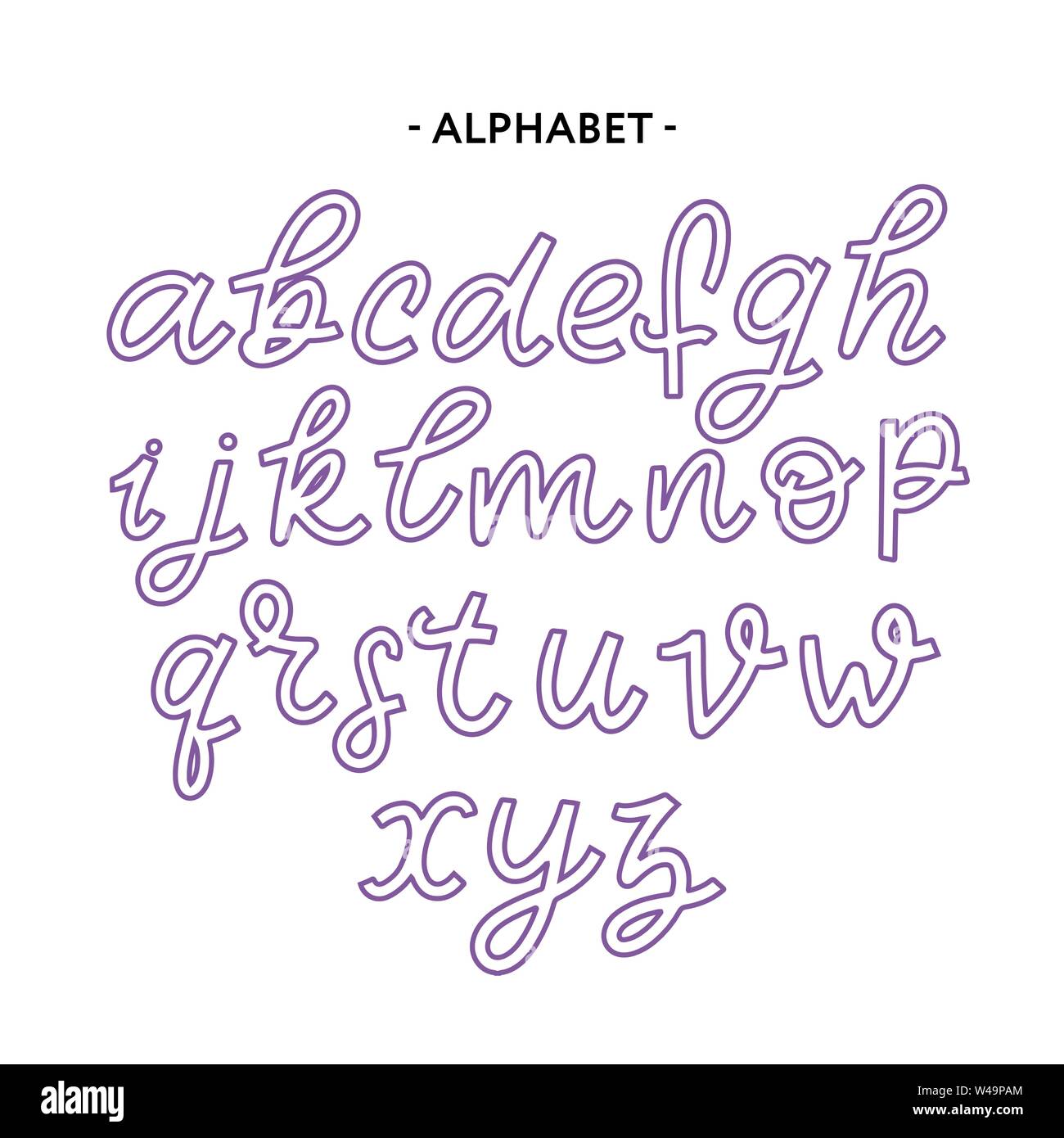 Hand drawn typeface set isolated on white. Brush painted characters