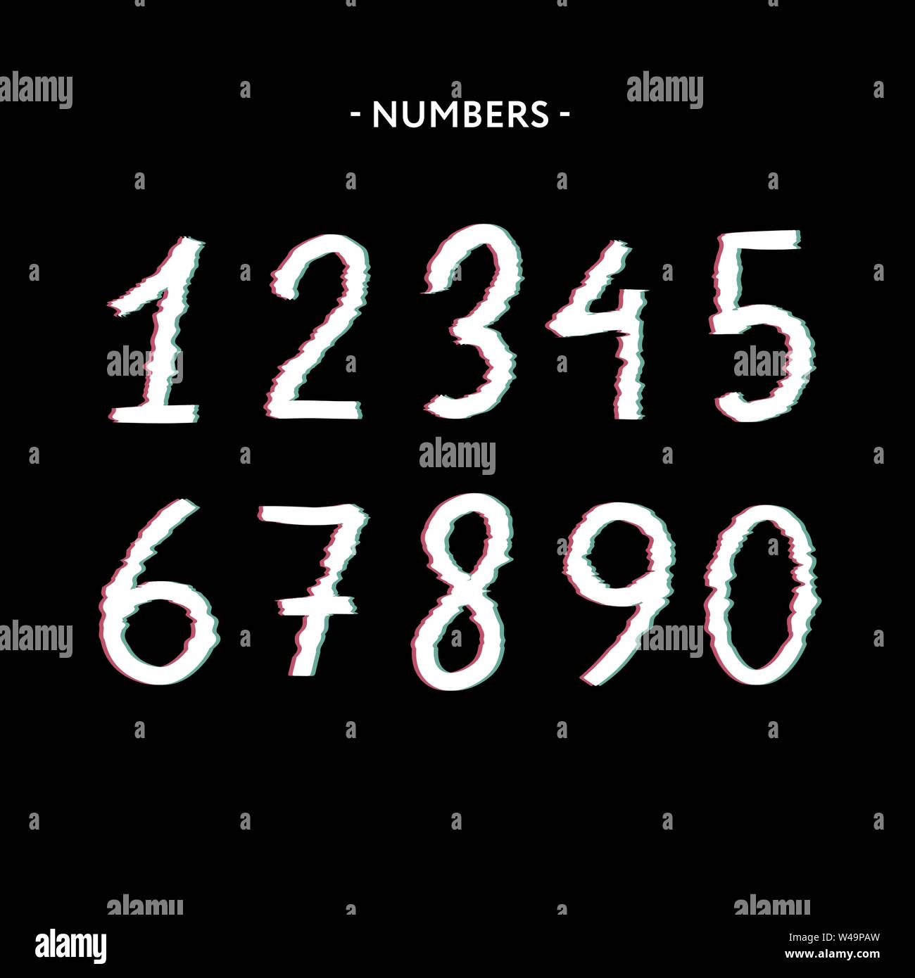 Frozen glitch screen distortion vector numbers Stock Vector