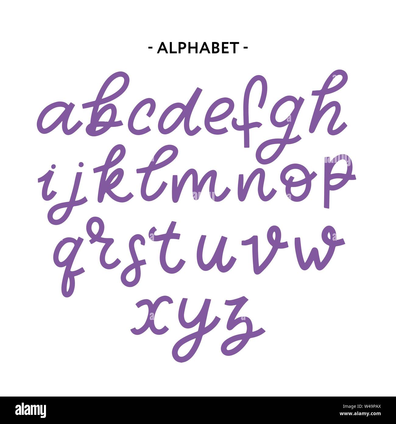 Hand drawn typeface set isolated on white. Brush painted characters ...