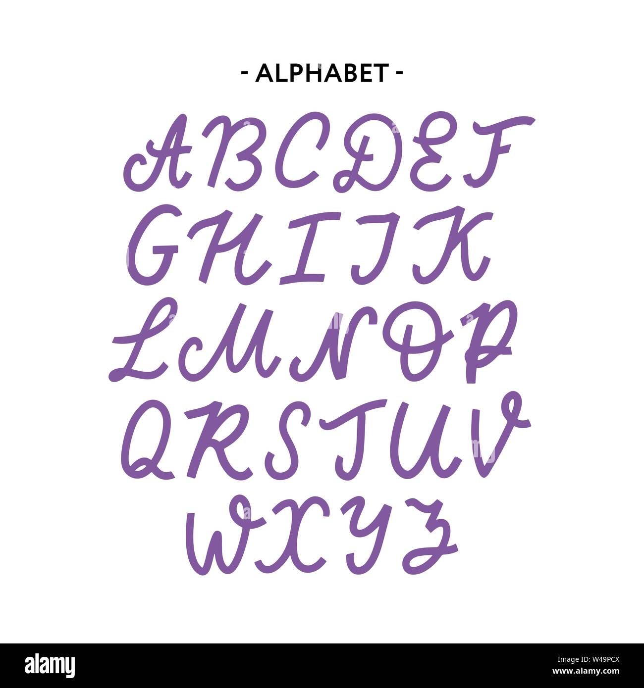 Hand drawn typeface set isolated on white. Brush painted characters