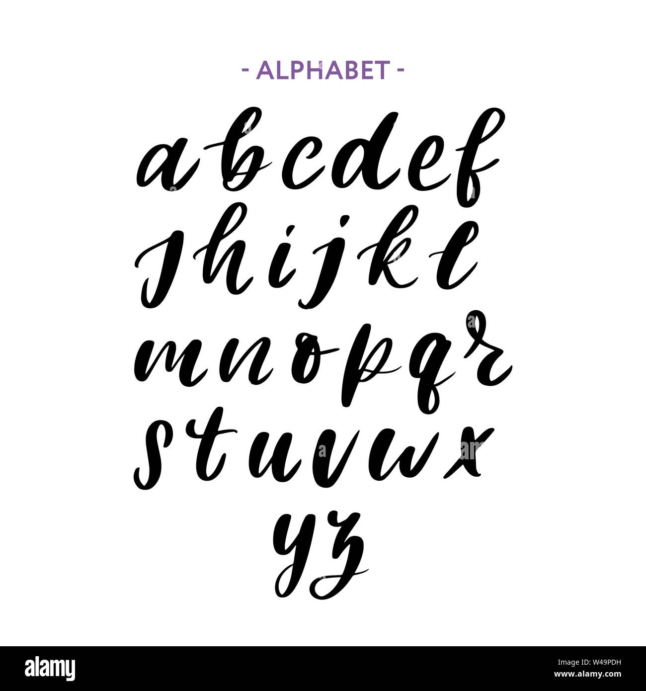 Hand drawn typeface set isolated on white. Brush painted characters ...