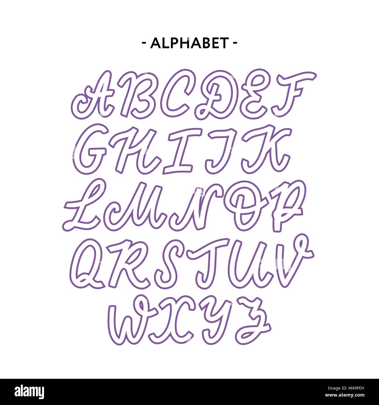 Hand drawn typeface set isolated on white. Brush painted characters