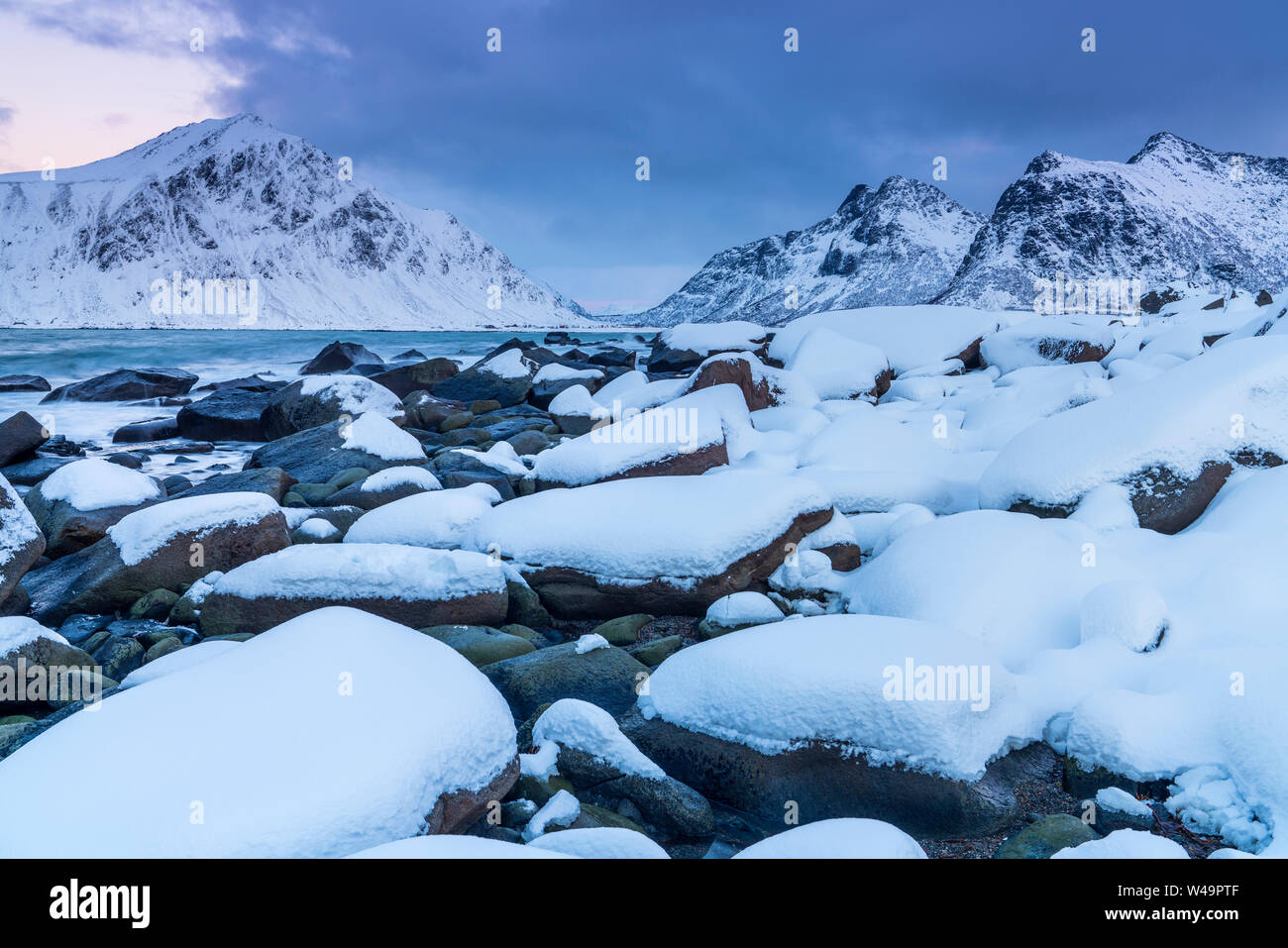 Skagsanden beach, Flakstad, Flakstadøy, Nordland, Norway, Europe Stock Photo