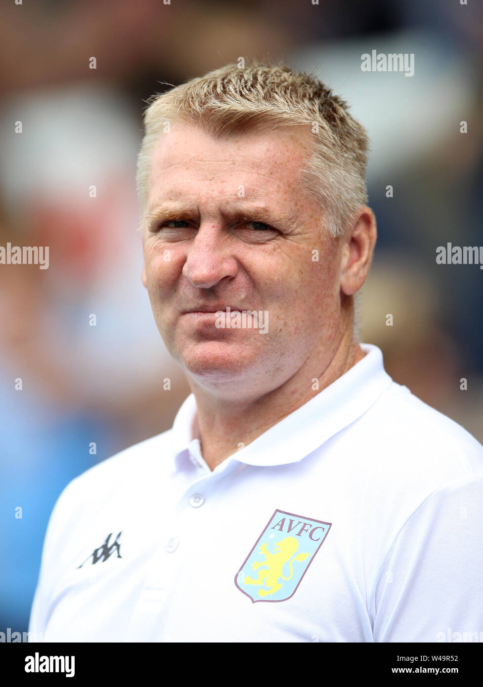Aston Villa manager Dean Smith during the pre-season friendly match at Montgomery Waters Meadow, Shrewsbury. Stock Photo