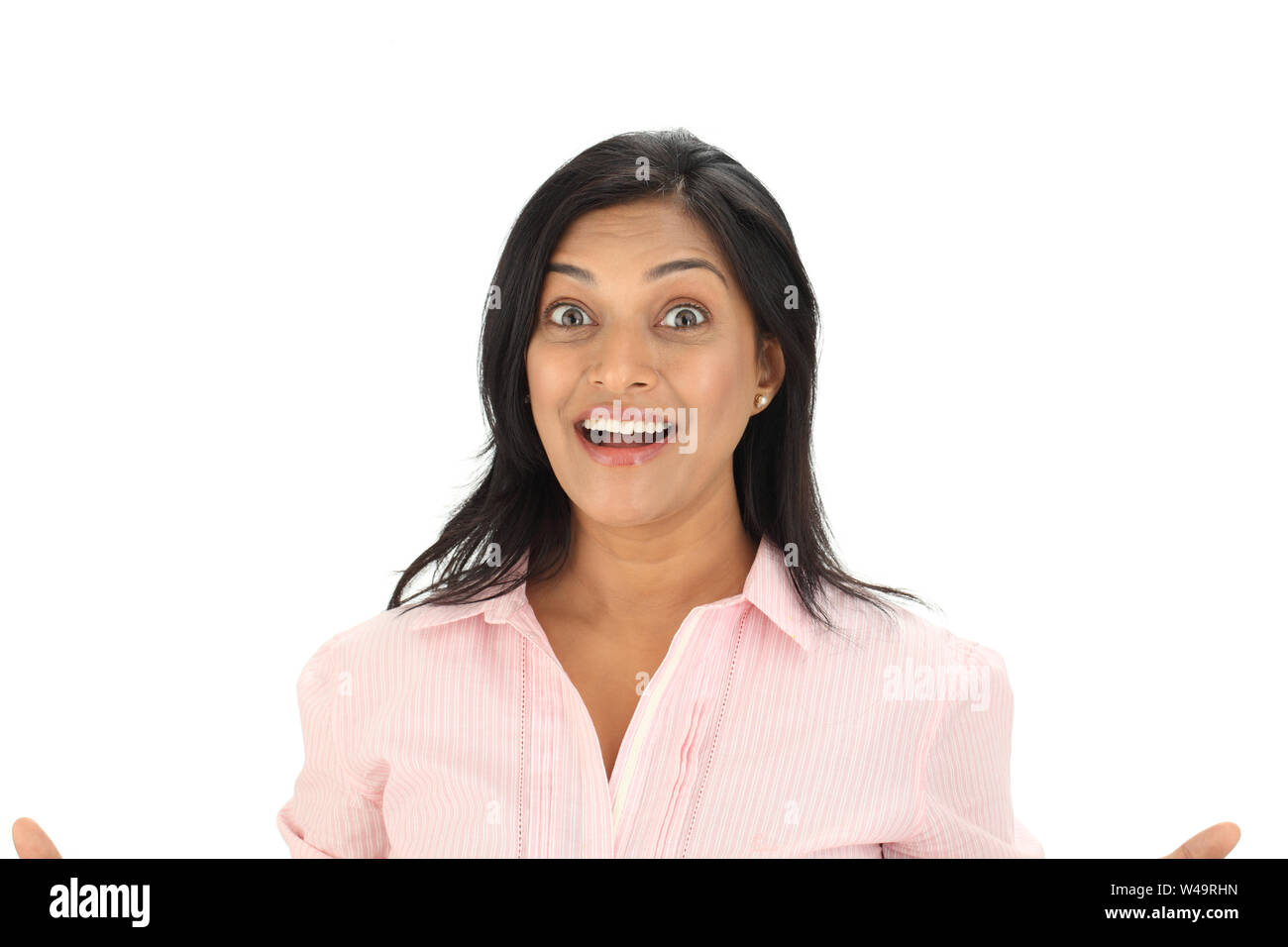 Happy indian woman close up shocked hi-res stock photography and images ...