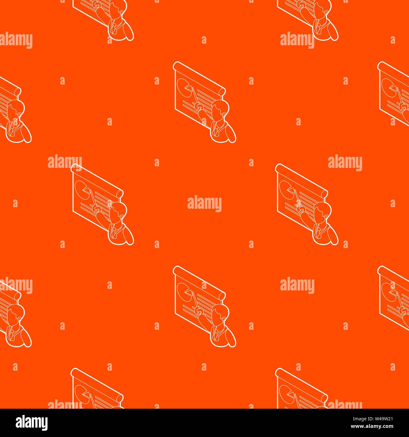 Businessman giving presentation with a board pattern vector orange Stock Vector